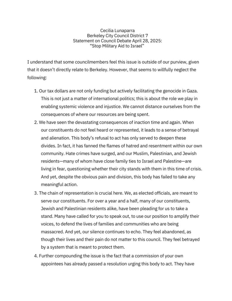 If we are to call ourselves a city that truly values peace, justice, and human dignity, we must stand up for these principles even when it is uncomfortable, even when it is inconvenient.
Let us show our community that we are listening, that we are committed to justice, and that we will not let their voices go unheard.